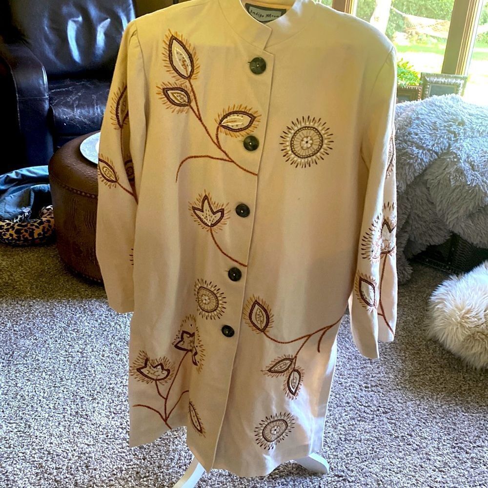 Indigo Moon Coat Jacket Trench Blazer Medium Beige